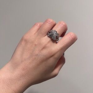 New Diamonique Elegant Silver Diamonds Cocktail Ring